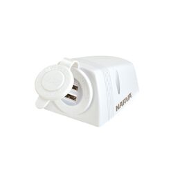 Narva Heavy-Duty Surface Mount Dual USB Socket (Pack Of 25) WHITE