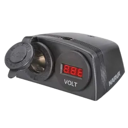 Narva Heavy-Duty Surface Mount Accessory Socket & 12/24V DC LED Volt Meter