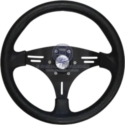 Steering wheel black alloy 3 spoke sports with soft poly grip