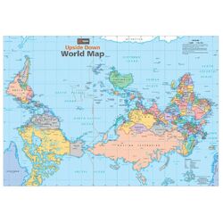 Upside Down World Map - 840x594 - Laminated