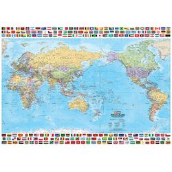 World & Flags Map - 1000x700 - Laminated