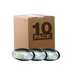 Roadvision 10-30V 4 LED Oval 60 X 30MM Clear Lens Black Base 0.5MT Cable Bulk Pack of 10