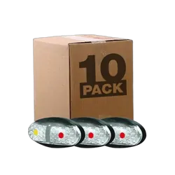 Roadvision 10-30V 4 LED Oval 60 X 30MM Clear Lens Black Base 0.5MT Cable Bulk Pack of 10