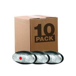 Roadvision 10-30V 4 LED Oval 60 X 30MM Clear Lens Black Base 0.5MT Cable Bulk Pack of 10 Amber/Red