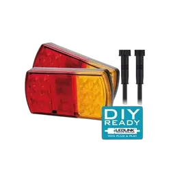 Roadvision 12V Stop/Tail/Ind/Ref/Lic Rect 150 x 80mm + BR25B + 7TPF + 7TPR 6X4 Trailer Kit with LEDLink Harness