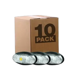 Roadvision 10-30V Oval 60 x 30mm Clear Lens Black Base Bulk Pack of 10 2.5mt Cable Amber