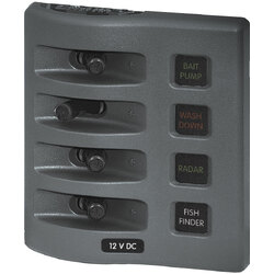 Blue Sea Systems Weatherdeck 12V Dc Waterproof Fuse Panel  Gray 4 Positions