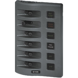 Blue Sea Systems Weatherdeck 12V Dc Waterproof Fuse Panel  Gray 6 Positions