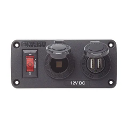Water-Resistant Accessory Panels - 15A Circuit Breaker, 12V Socket, 2.1A Dual USB Charger