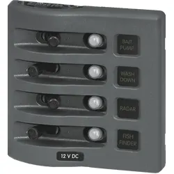 Blue Sea Systems Weatherdeck 12V Dc Waterproof Circuit Breaker Panel - Gray 4 Positions