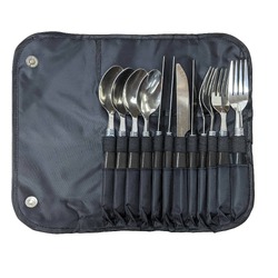 Wildtrak 12Pce S/S Cutlery Set With Roll Up Travel Pouch Ac Cc1027
