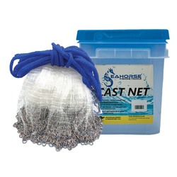 Seahorse 10ft Chain Top Pocket - Mono Cast Net With 1" Mesh