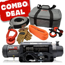 Carbon Offroad V.3 12000lb Winch Black Hook and Recovery Combo Deal