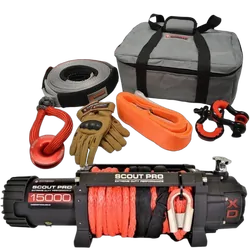 Carbon Scout Pro 15K Winch And Recovery Kit Combo