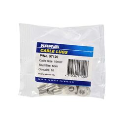Narva 10mm2 6mm Stud Flared Entry Cable Lug (Pack Of 10)