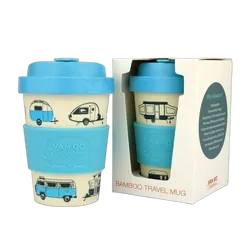 Van Go Collections Bamboo Travel Mug 300ml Van Go Collections 'Hippy Days' Pale Blue