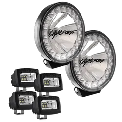 Lightforce HTX2 12V Hybrid Driving Lights 2 Pack with Harness + 4 x ROK20UF
