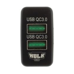 Hulk 4x4 Dual Usb Socket Qc3 Oe Rpl To Suit Early Toyota Green Led