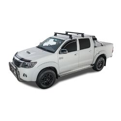 Rhino Rack Heavy Duty 2500 Black 2 Bar Roof Rack For Toyota Hilux Gen 7 4Dr Ute Dual Cab 04/05 To 09/15