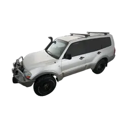 Rhino Rack Heavy Duty Rltp Trackmount Black 2 Bar Roof Rack For Mitsubishi Pajero Nm - Np 4Dr 4Wd Lwb 05/00 To 10/06