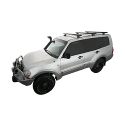 Rhino Rack Heavy Duty Rltp Trackmount Black 3 Bar Roof Rack For Mitsubishi Pajero Nm - Np 4Dr 4Wd Lwb 05/00 To 10/06