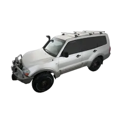 Rhino Rack Heavy Duty Rltp Trackmount Silver 3 Bar Roof Rack For Mitsubishi Pajero Nm - Np 4Dr 4Wd Lwb 05/00 To 10/06