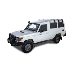 Rhino Rack Heavy Duty Rl210 Silver 3 Bar Roof Rack For Toyota Landcruiser 78 Series 2Dr 4Wd Troop Carrier 03/07 On