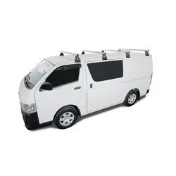 Rhino Rack Heavy Duty RL150 Silver 4 Bar Roof Rack to suit TOYOTA Hiace Gen 4 2dr Van 89 to 05
