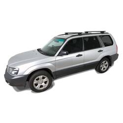 Rhino Rack Vortex Sx Black 2 Bar Roof Rack For Subaru Forester 5Dr Wagon With Roof Rails 07/02 To 02/08
