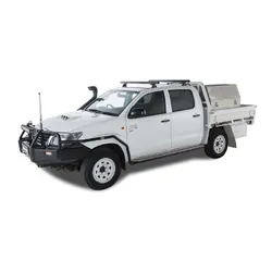 Rhino Rack Heavy Duty Rlt600 Trackmount Black 2 Bar Roof Rack For Toyota Hilux Gen 7 4Dr Ute Dual Cab 04/05 To 09/15