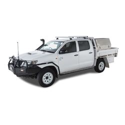 Rhino Rack Heavy Duty Rlt600 Trackmount Silver 2 Bar Roof Rack For Toyota Hilux Gen 7 4Dr Ute Dual Cab 04/05 To 09/15