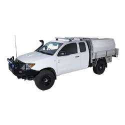 Rhino Rack Heavy Duty Rlt600 Trackmount Silver 2 Bar Roof Rack For Toyota Hilux Gen 7 2Dr Ute Extra Cab 04/05 To 09/15