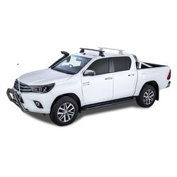 Rhino Rack Vortex 2500 Black 1 Bar Roof Rack (Front) For Toyota Hilux Gen 8 4Dr Ute Double Cab 10/15 On