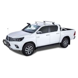 Rhino Rack Heavy Duty 2500 Silver 1 Bar Roof Rack (Rear) For Toyota Hilux Gen 8 4Dr Ute Double Cab 10/15 On
