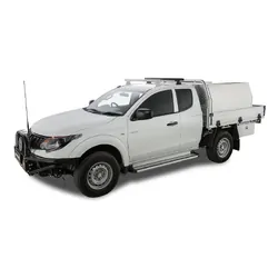 Rhino Rack Heavy Duty Rlt600 Ditch Mount Black 1 Bar Roof Rack (Rear) For Mitsubishi Triton Gen5 Mq/Mr 2Dr Ute Extra Cab 04/15 On