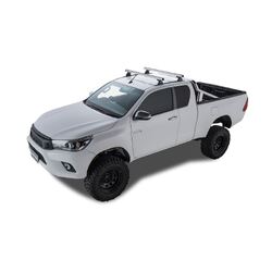 Rhino Rack Heavy Duty Rlt600 Trackmount Silver 2 Bar Roof Rack For Toyota Hilux Gen 8 2Dr Ute Extra Cab 10/15 To 20