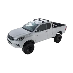Rhino Rack Heavy Duty Rlt600 Trackmount Black 2 Bar Roof Rack For Toyota Hilux Gen 8 2Dr Ute Extra Cab 10/15 To 20