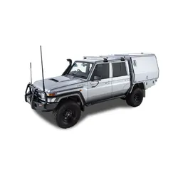 Rhino Rack Heavy Duty RL110 Silver 2 Bar Roof Rack to suit TOYOTA LandCruiser 79 series 4th Facelift 4dr 4WD Double Cab 23 to