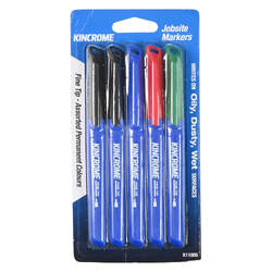 Kincrome Permanent Fine Tip Marker 5 Pack Assorted Colours