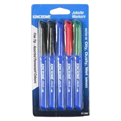 Kincrome Permanent Fine Tip Marker 5 Pack Assorted Colours
