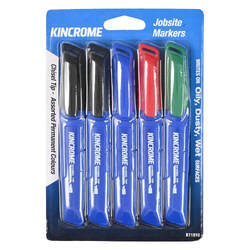Kincrome Permanent Marker Chisel Tip 5 Pack Assorted Colours