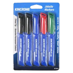 Kincrome Permanent Marker Chisel Tip 5 Pack Assorted Colours