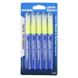 Kincrome Highlighter Chisel Tip 5 Pack Yellow