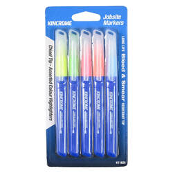 Kincrome Highlighter Chisel Tip 5 Pack Assorted Colours
