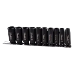 Kincrome Deep Impact Socket Rail 10 Piece 3/8" Drive - Metric