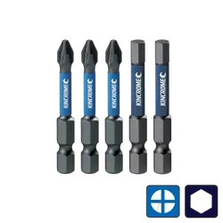 Kincrome Phillips #2 & Hex 5Mm Impact Bit Mixed Pack 50Mm 5 Piece