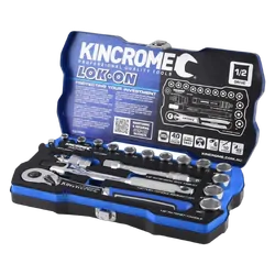 Kincrome Lok-On Socket Set 18 Piece 1/2" Drive - Metric