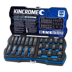 Kincrome Lok-On Standard & Deep Impact Socket Set 24 Piece 3/8" Drive - Metric