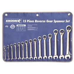 Kincrome Reversible Gear Spanner Set 15 Piece - Imperial