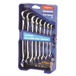 Kincrome Reversible Gear Spanner Set 8 Piece - Imperial